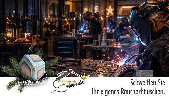 Schweißwerkstätte mit Schweißerinnnen und Schweißern